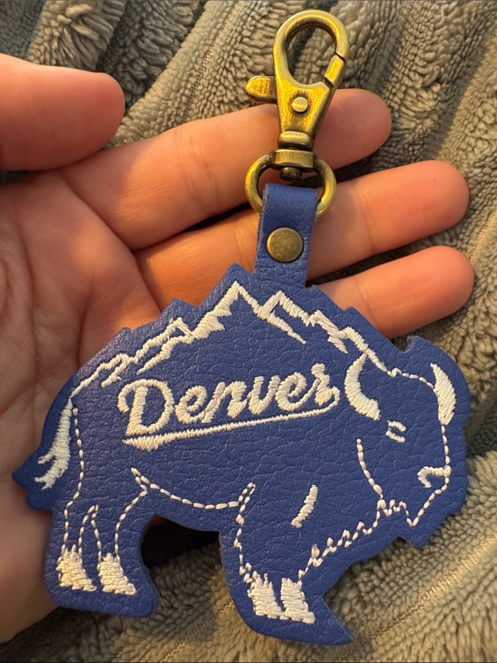 Portland Leather Blue Denver Buffalo Keychain